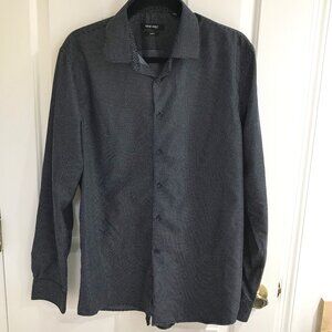 Nine West Geometric Black & White Slim Fit Dress Shirt
